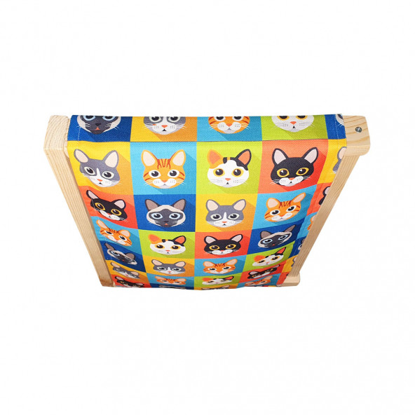 Barış Dizayn Doğal ahşap duvara monte kedi hamağı kedi yatağı kedi hamak (43cm x 36cm) Kareli - 4