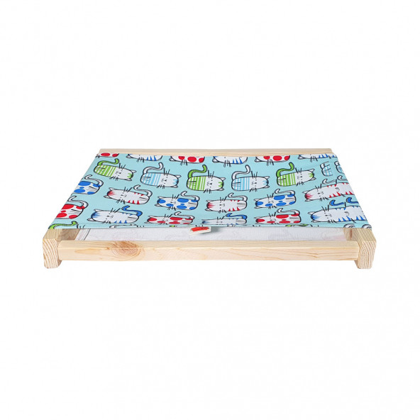 Barış Dizayn Doğal ahşap duvara monte kedi hamağı kedi yatağı kedi hamak (43cm x 36cm) Mavi - 3