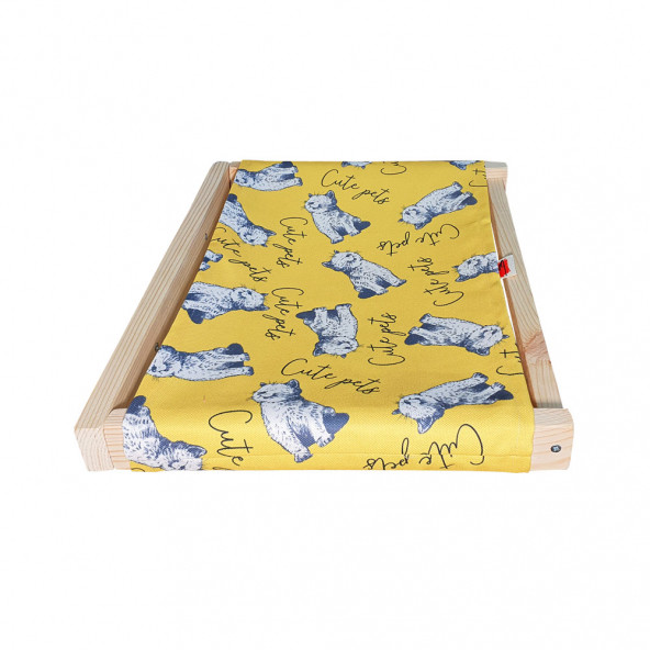 Barış Dizayn Doğal ahşap duvara monte kedi hamağı kedi yatağı kedi hamak (43cm x 36cm) Sarı - 2