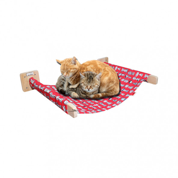 Barış Dizayn Duvara Monte 4 renk XLarge iki kollu kedi hamağı kedi yatağı XL 12KG Kapasiteli Kırmızı