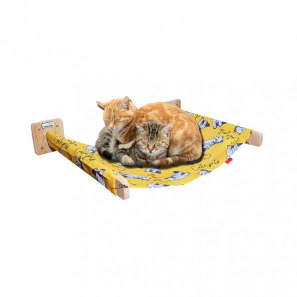 Barış Dizayn Duvara Monte 4 renk XLarge iki kollu kedi hamağı kedi yatağı XL 12KG Kapasiteli Sarı