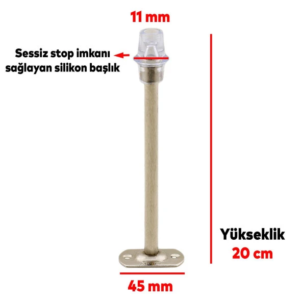 Kapı Stoperi Tamponu 20 cm Krom Metal Vidalı Kapı Durdurucu Tutucu Kapı Stopu Silikonlu - 3