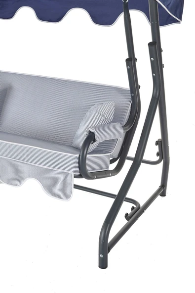 Erinöz Morus 2 Kişilik Bahçe Balkon Salıncağı - Minder: Lacivert Çizgili Tente: Lacivert - 3