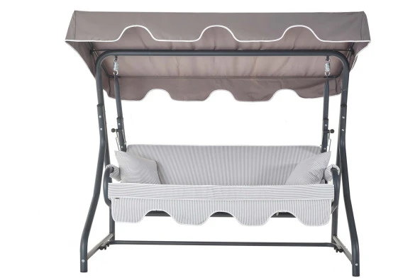 Erinöz Olea 3 Kişilik Bahçe Balkon Salıncağı - Minder: Gri Çizgili Tente: Gri - 2