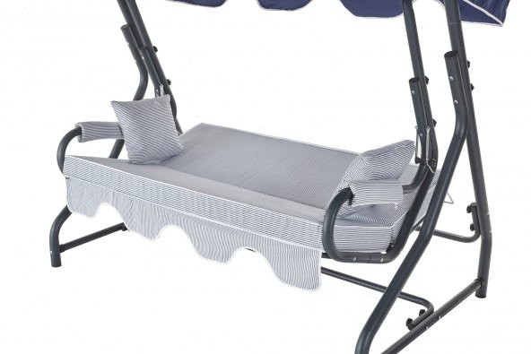 Olea 3 Kişilik Bahçe Balkon Teras Salıncağı - Lacivert Çizgili - 4