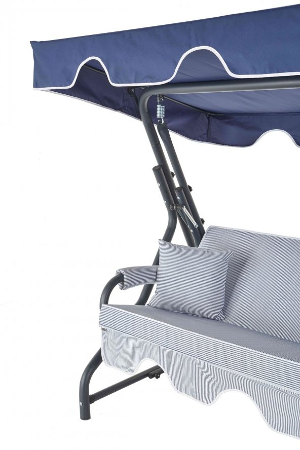 Olea 3 Kişilik Bahçe Balkon Teras Salıncağı - Lacivert Çizgili - 5