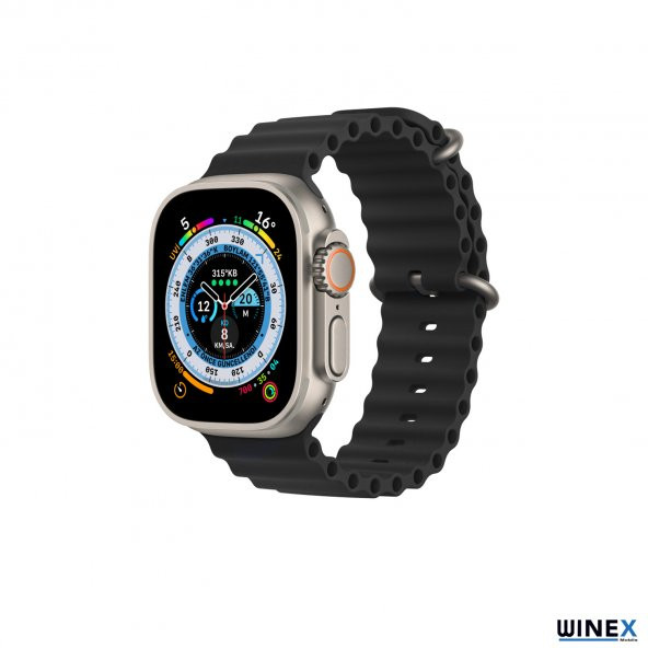 Winex 42-49mm Yeni Nesil Apple Uyumlu Akıllı Saat Kordonu Silikon Siyah - 4