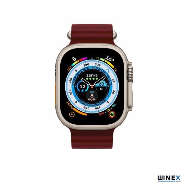 Winex 42-49mm Yeni Nesil Apple Uyumlu Akıllı Saat Kordonu Silikon Bordo - 2