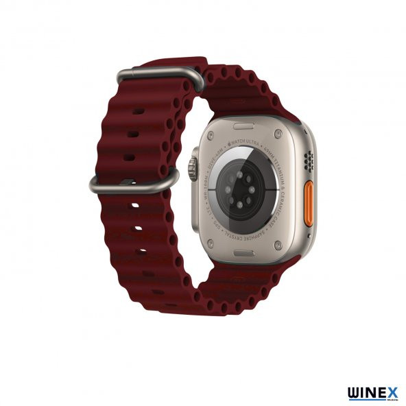Winex 42-49mm Yeni Nesil Apple Uyumlu Akıllı Saat Kordonu Silikon Bordo - 3