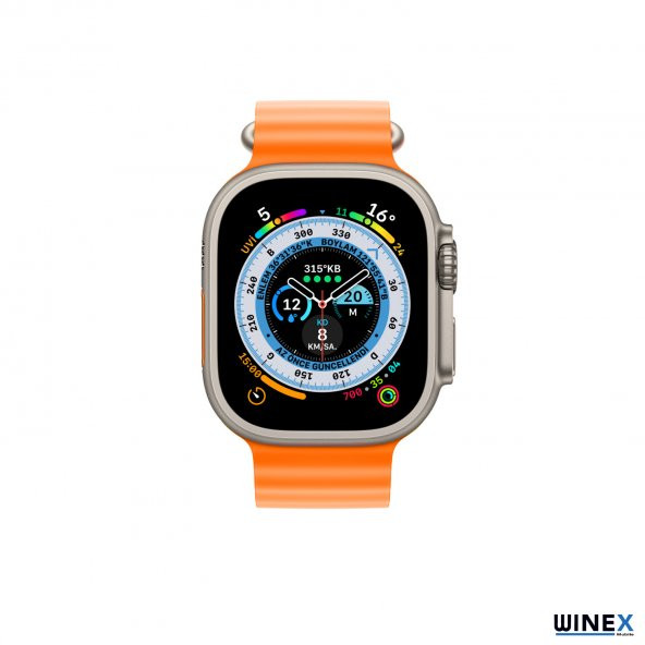 Winex 42-49mm Yeni Nesil Apple Uyumlu Akıllı Saat Kordonu Silikon Turuncu - 2