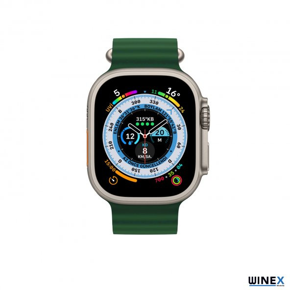 Winex 42-49mm Yeni Nesil Apple Uyumlu Akıllı Saat Kordonu Silikon Yeşil - 2