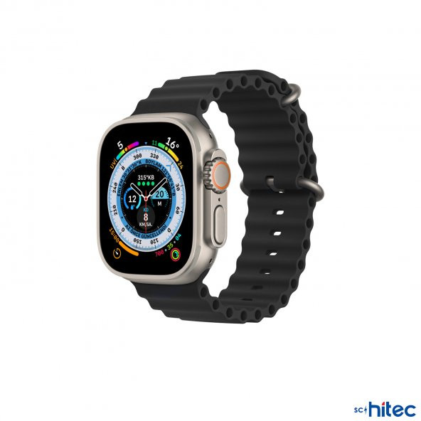 ScHitec 42-49mm Yeni Nesil Apple Uyumlu Akıllı Saat Kordonu Silikon Siyah - 4