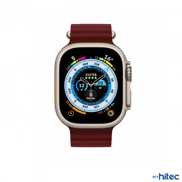 ScHitec 42-49mm Yeni Nesil Apple Uyumlu Akıllı Saat Kordonu Silikon Bordo - 2