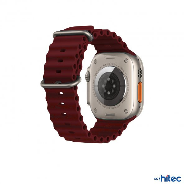ScHitec 42-49mm Yeni Nesil Apple Uyumlu Akıllı Saat Kordonu Silikon Bordo - 3
