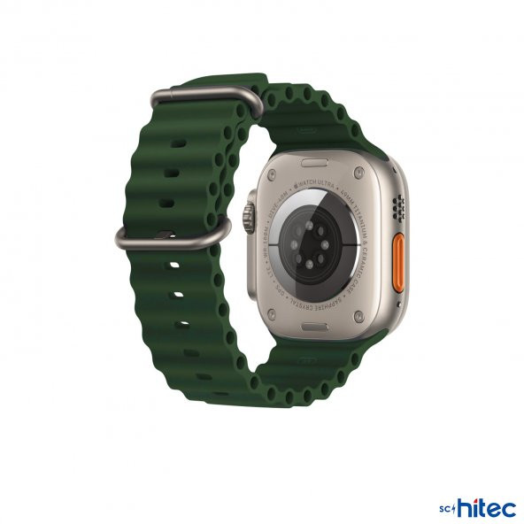 ScHitec 42-49mm Yeni Nesil Apple Uyumlu Akıllı Saat Kordonu Silikon Koyu Yeşil - 3