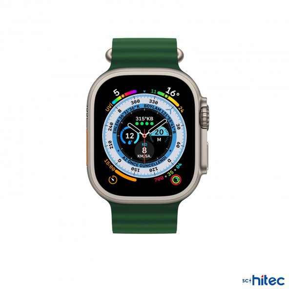 ScHitec 42-49mm Yeni Nesil Apple Uyumlu Akıllı Saat Kordonu Silikon Yeşil - 2