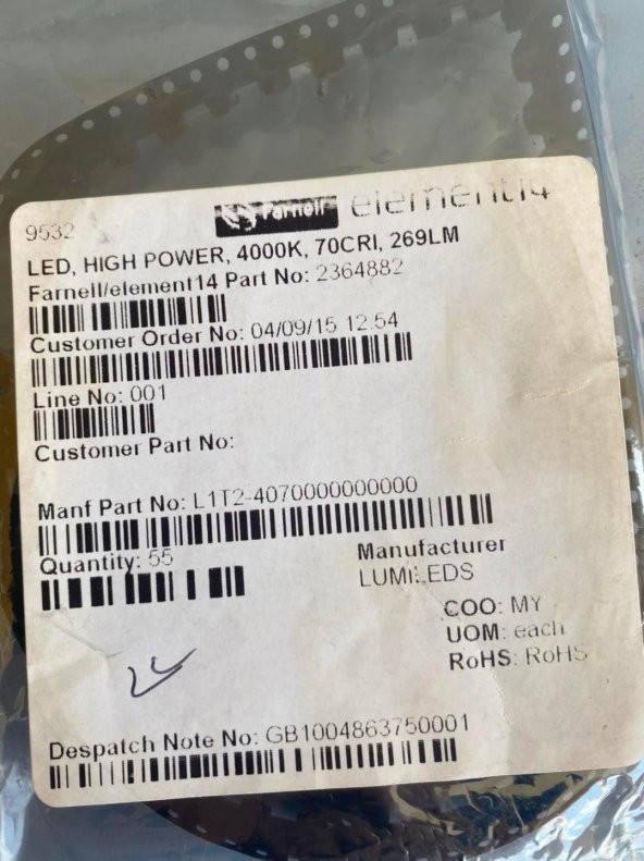 Lumileds L1T2-4070000000000 Yüksek Güçlü Led 4000K 55 Adet - 4