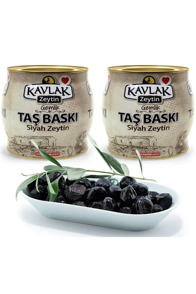 Kavlak 2 kg Gemlik Taş Baskı Siyah Zeytin 2li