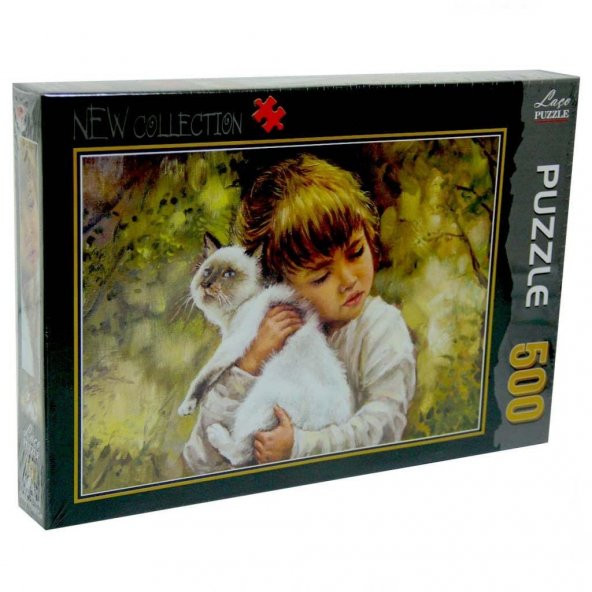 Laço Puzzle Çocuk ve Kedi Portre 500 Parça Yapboz