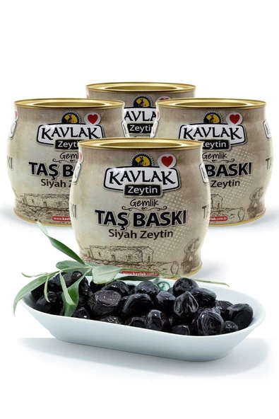 Kavlak 2 kg Gemlik Taş Baskı Siyah Zeytin  4 Lü Kampanya