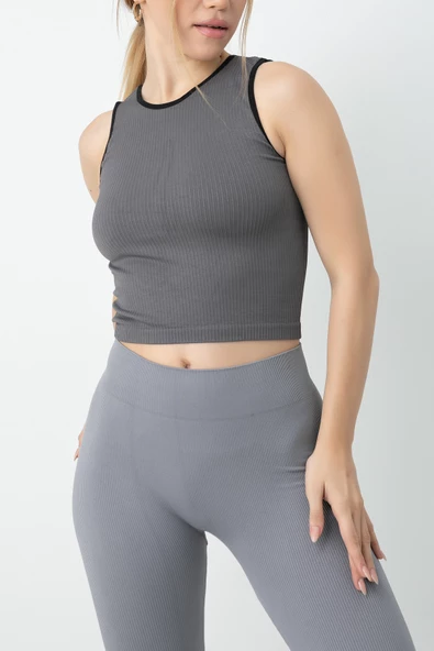 Gigotto Seamless Ripli Crop Tişört - 8