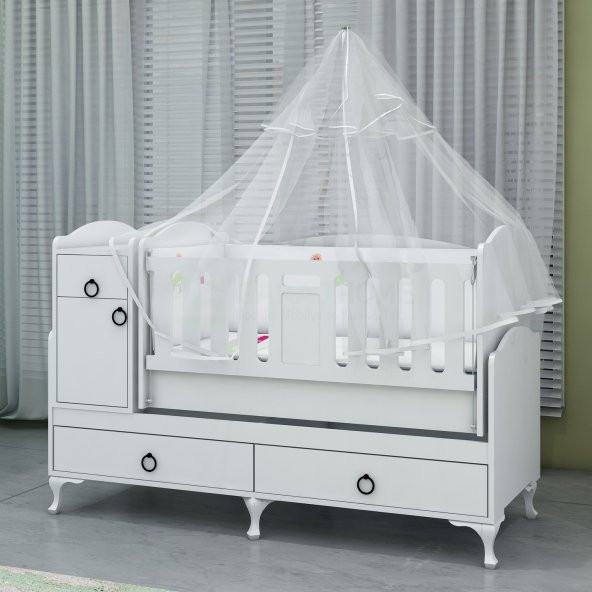 Garaj Home Sude Asansörlü Yıldız 4 Kapaklı Bebek Odası Takımı - Kombinli-UYKU SETİ-BEYAZ - Resim 3