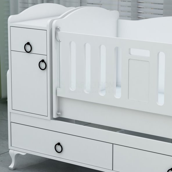 Garaj Home Sude Asansörlü Yıldız 4 Kapaklı Bebek Odası Takımı - Kombinli-UYKU SETİ-BEYAZ - Resim 6
