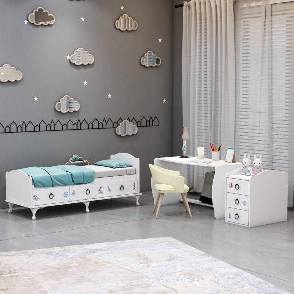 Garaj Home Elfin Denizci Büyünen Asansörlü Bebek Odası Takımı - Kombinli-UYKU SETİ-KREM - 6