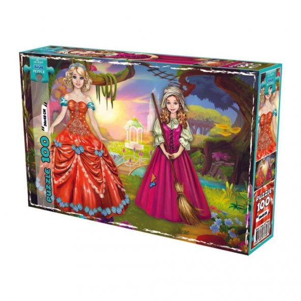 Laço Kids Puzzle Prenses ve Kül Kedisi 100 Parça Çocuklar İçin Yapboz