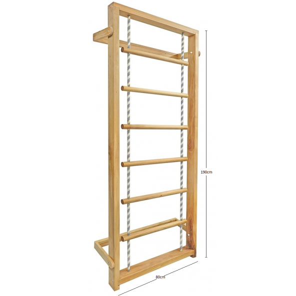 Achill Ahşap İpli Tırmanma Merdiveni - Tırmanma Duvarı - 80cm x 190cm - 2