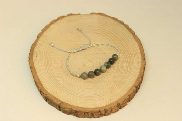 Zümrüt Taşı Gümüş Boncuklu Ayarlanabilir Bileklik (27275) - Resim 4