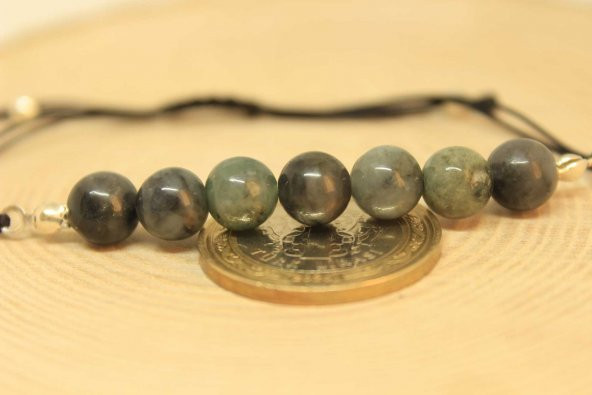 Zümrüt Taşı Gümüş Boncuklu Ayarlanabilir Bileklik (27270) - Resim 4