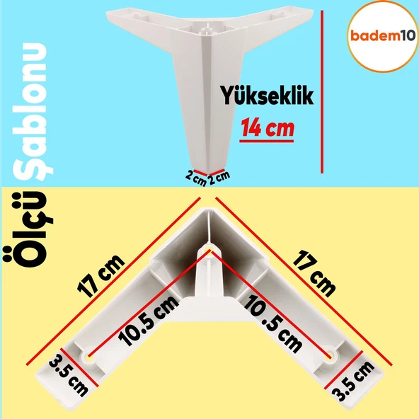 Sedir Lüks Mobilya Kanepe Sehpa Tv Ünitesi Koltuk Ayağı 14 Cm Beyaz Baza Ayakları - Resim 4