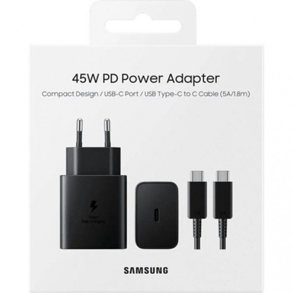 Samsung 45W Orjinal Type-C Süper Hızlı Şarj Cihazı Siyah (Samsung Türkiye Garantilidir) EP-T4510XBEGWW - 1