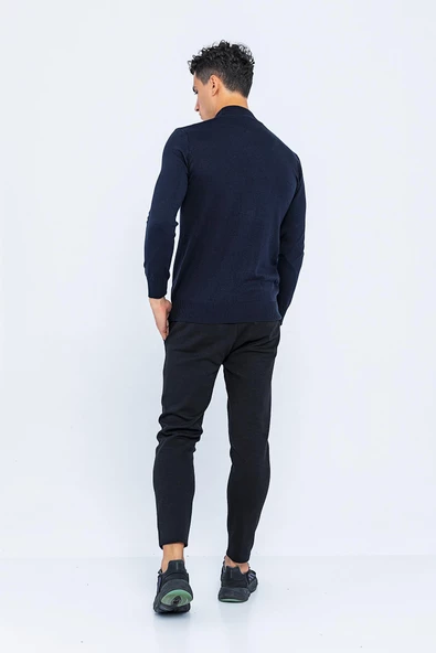 Erkek Slim Fit Düz Renk Balıkçı Yaka Boğazlı Kazak - 12
