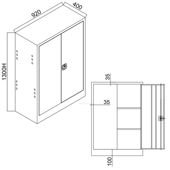 Jessan Ofis 130 luk Dosya Dolabı Gri-Turuncu - Resim 3