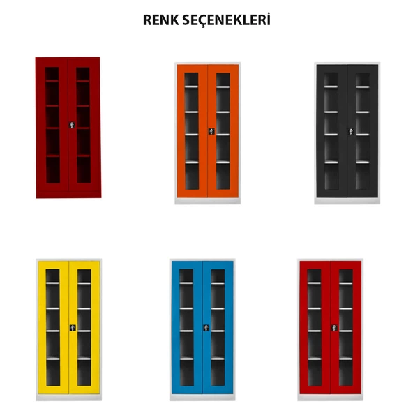 Jessan Ofis Camlı 198 lik Dosya Dolabı Gri-Sarı - Resim 4