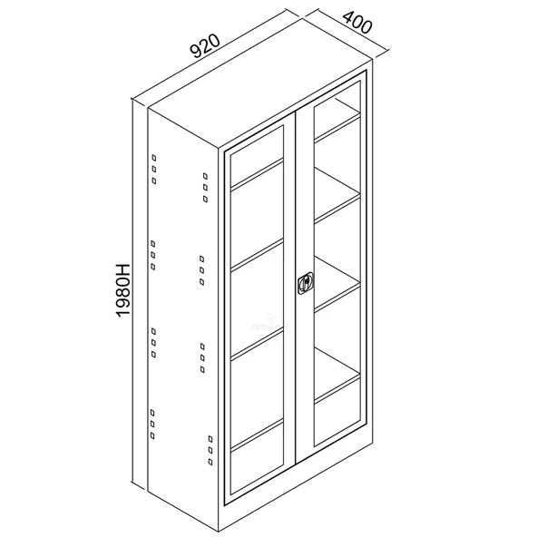 Jessan Ofis Camlı 198 lik Dosya Dolabı Gri-Turuncu - Resim 3