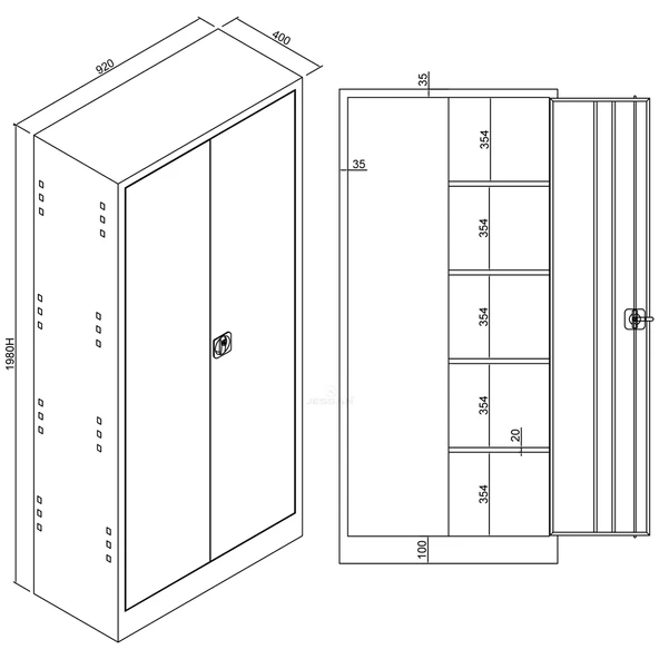 Jessan Ofis 198 lik Dosya Dolabı Gri-Siyah - Resim 3