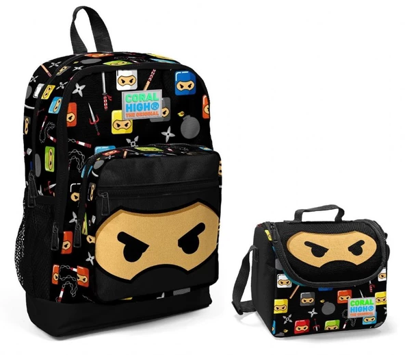 Coral High Ninja Baskılı Erkek Çocuk İlkokul Çantası ve Beslenme Seti ürün görseli
