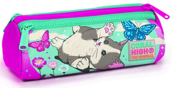 Coral High Sevimli Kedi ve Kelebek Kız Çocuk İlkokul Çanta Seti - USB Çıkışlı - Resim 4