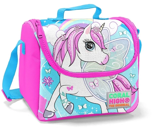 Coral High Mavi Unicorn Baskılı Kız Çocuk 3'lü İlkokul Çanta Seti - 3