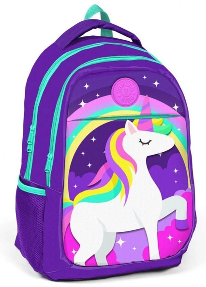 Coral High Kız Çocuk Mavi Unicorn Okul Sırt Çantası ve Beslenme Çantası - Resim 2