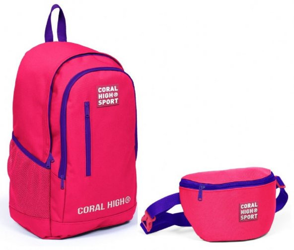 Coral High Sport Neon Mercan İlkokul Ortaokul Lise Çanta Seti
