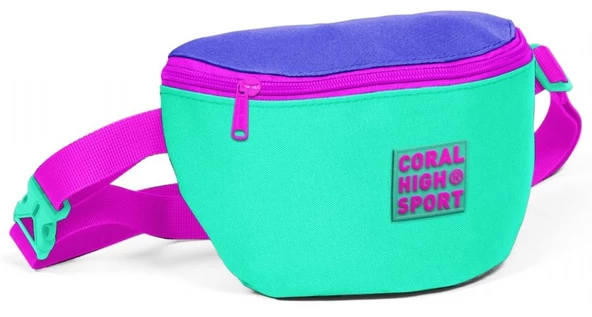 Coral High Sport Su Yeşili-Pembe İki Bölmeli Bel Çantası ürün görseli