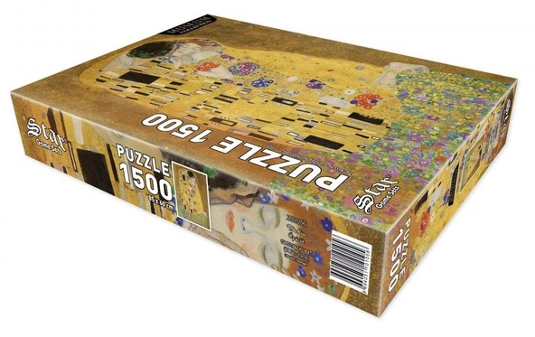 Star Puzzle 1500 Parça Öpücük Puzzle - Gustav Klimt - Resim 3
