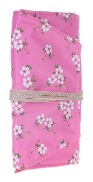 Kaukko Soft Floral Pembe Çiçekli Ortaokul Lise ve Günlük Sırt Çanta Seti - Resim 3