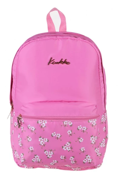 Kaukko Soft Floral Pembe Çiçekli Ortaokul Lise ve Günlük Sırt Çanta Seti - Resim 2