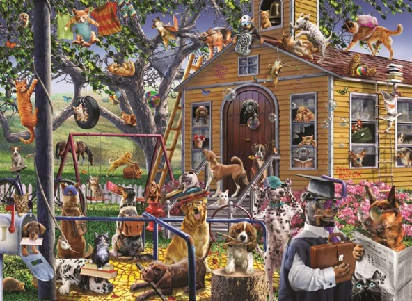 Anatolian 1000 Parça Teneffüs Puzzle - Kediler ve Köpekler Puzzle