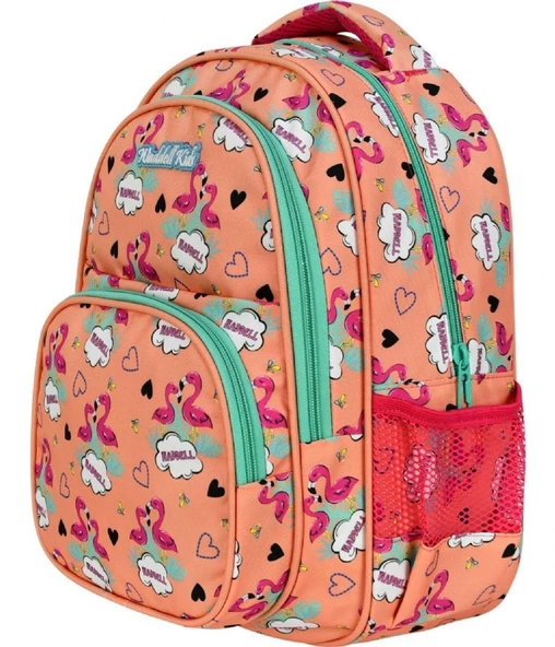Waddell Turuncu Flamingo Somon Kız Çocuk İlkokul Çantası ve Beslenme Çantası - Resim 3